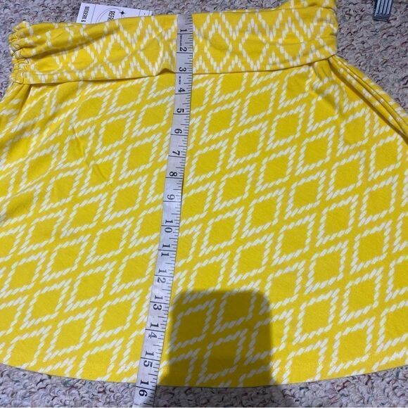 Patagona Yellow Summer Printed Ruched Cotton Tencel Lyocell Mini Skirt Size L - Picture 5 of 5